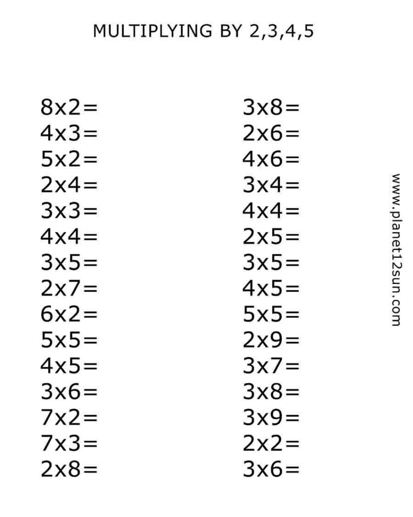 Multiplying Simple Numbers Planet12sun